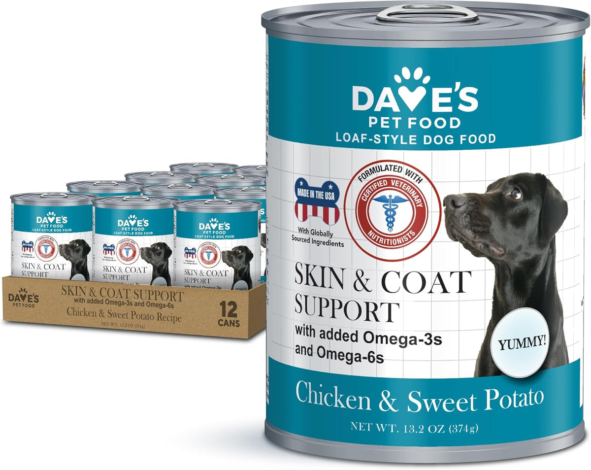 Dave's Pet Food Sensitive Skin Dog Food for Skin and Coat (Chicken & Sweet Potato), Wet Canned
