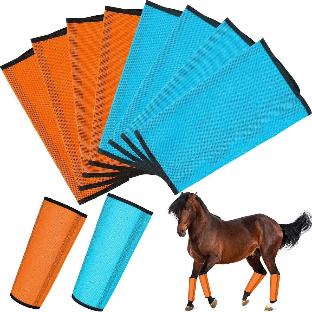 8 Pcs Mesh Fly Boots for Horse Breathable Mesh Horse Boots Protective Horse Leg Wraps Horse