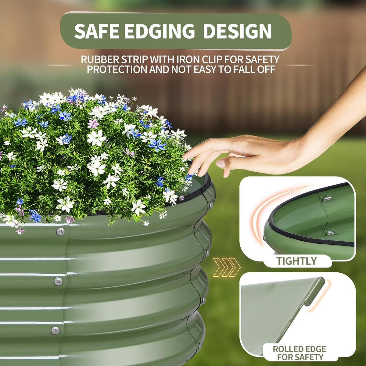 Galvanized Raised Garden Bed - 8x2x1FT Metal Planter Boxes Outdoor | Oval Steel Raised Bed Kit for