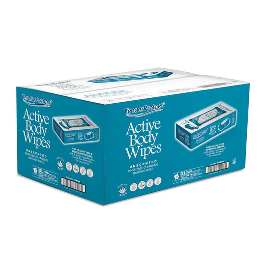 Active Body Wipes, XL Rinse-Free Shower Wipe for Adults, 9" x 12" Extra Large, Aloe, No Rinse Bath