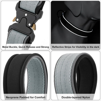 Plutus Pet Tactical Dog Collar, Reflective, Adjustable Heavy Duty Dog Collar, Soft Padded and
