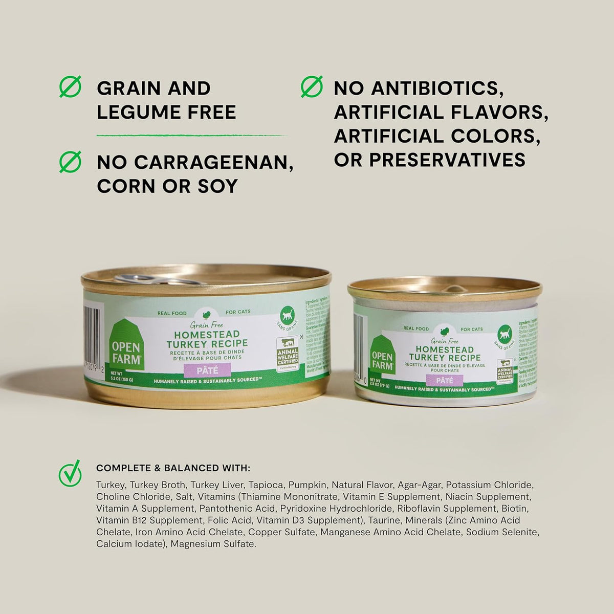 Open Farm Canned Cat Food, Paté for Complete & Balanced Nutrition, Grain-Free and Legume-Free Wet