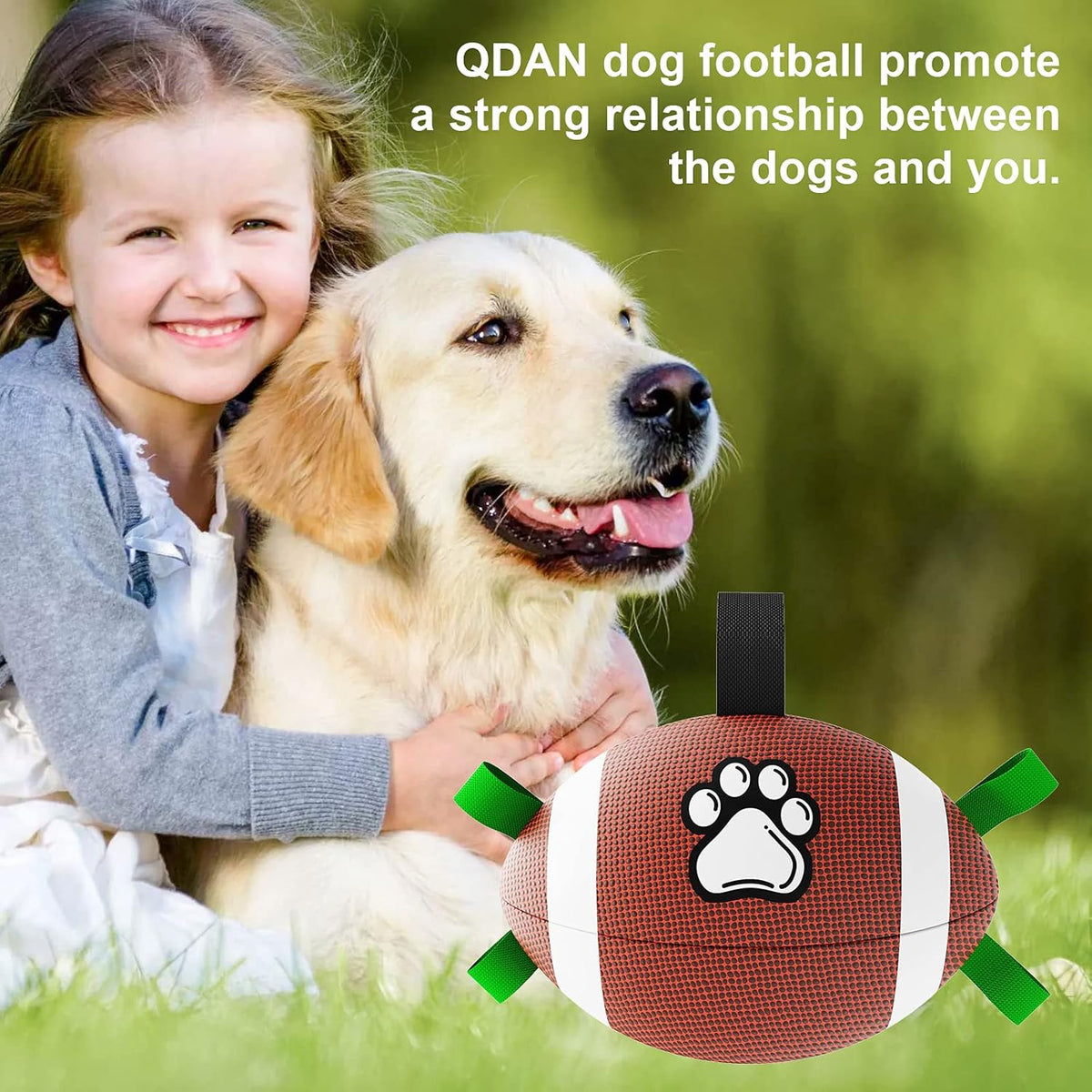 QDAN Dog Toys Football, Interactive Dog Toys for Tug of War,Superbowl Football Party Decorations