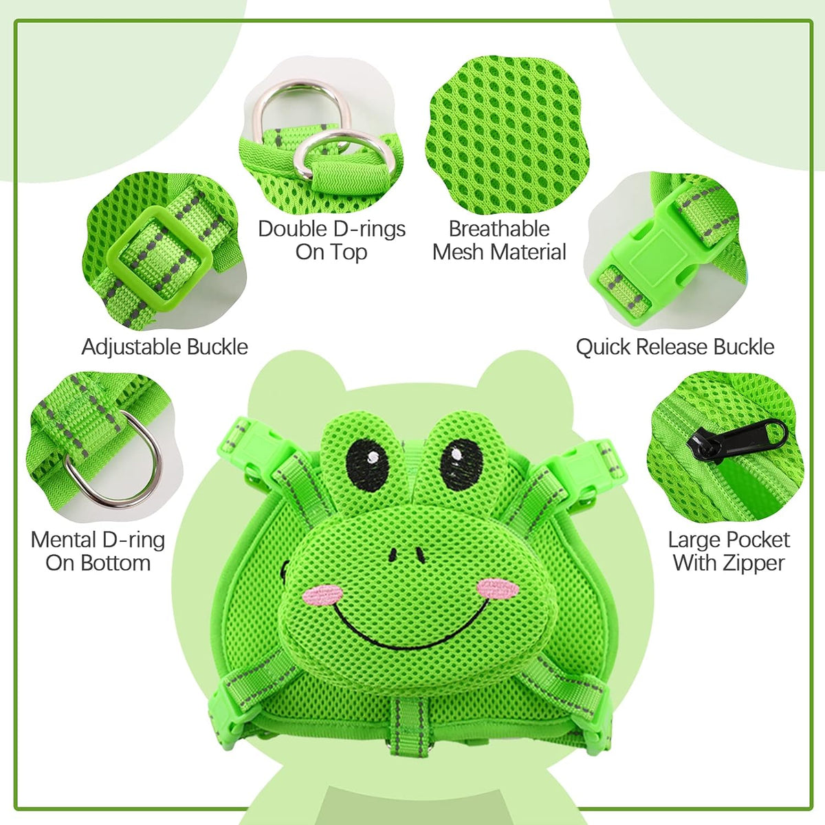IDOMIK Dog Backpack Harness, No-Pull Dog Backpack with D-Ring for Small Medium Dogs, Cute Self