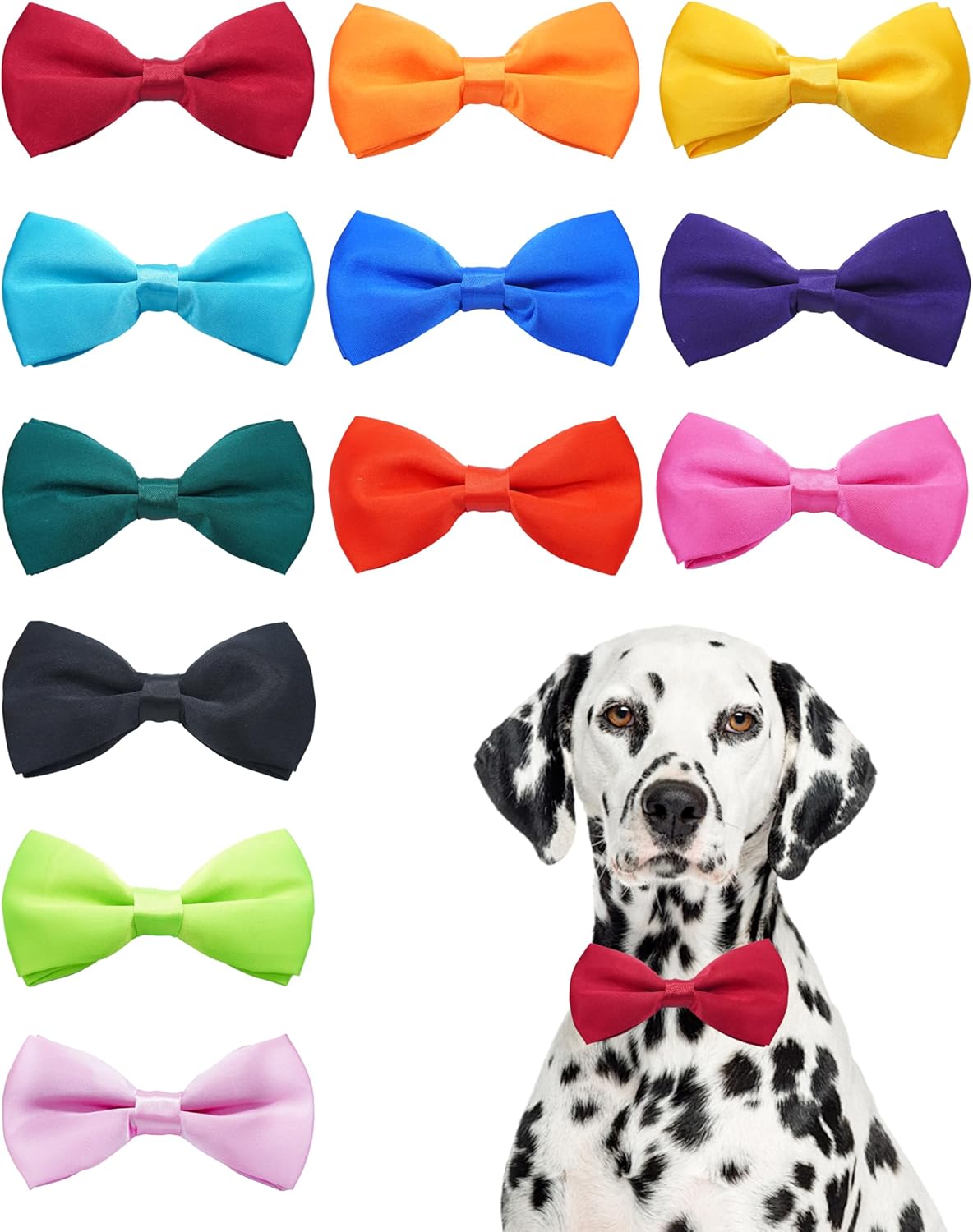 PET SHOW 12 Pack Plain Large Dogs Collar Embellishment Attachment Bow Ties for Medium Large Dogs