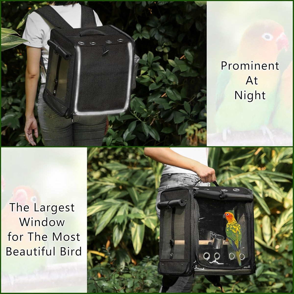 Suertree Bird Carrier with Seat Belt for Car Travel, Bird Backpack Carrier with Indestructible