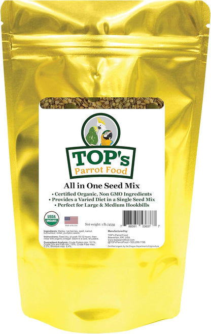 TOP's All in One Seed Mix for Large Birds, Non-GMO, Peanut Soy & Corn Free, USDA Organic Certified