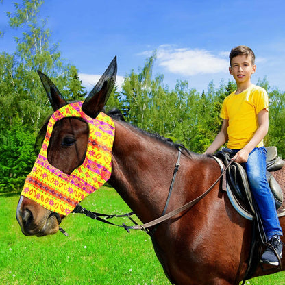 Frienda 4 Pieces Horse Fly Masks with Ears Face Covering UV Protection from Insect Pests Elasticity