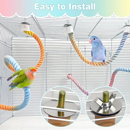 BNOSDM 3 Pcs Bird Rope Perches Gradient Colorful Bendable Climbing Rope Ladders Swings Toy Parakeet