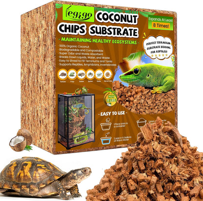 Legigo 10LBS Coconut Chip Substrate for Reptiles, 72QT Natural Coco Husk Chip Reptiles Bedding