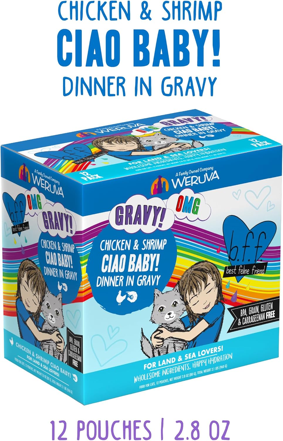Weruva B.F.F. OMG - Best Feline Friend Oh My Gravy!, Ciao Baby! with Chicken & Shrimp in Gravy Cat