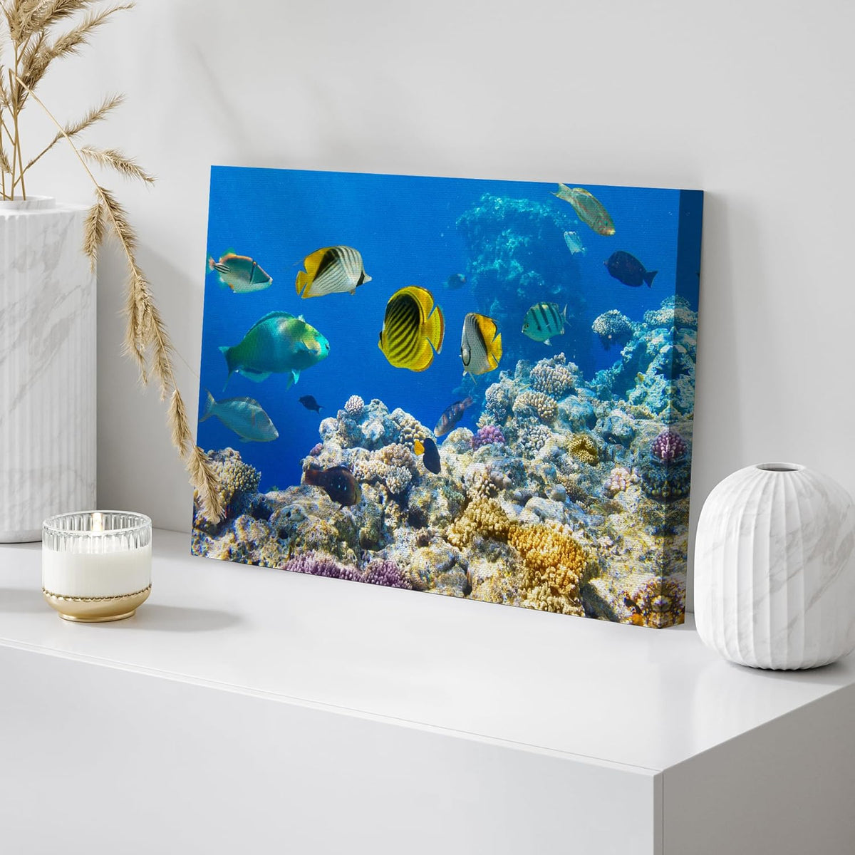 wall26 Canvas Print Wall Art Tropical Island Ocean Sea Fish Coral Reef Nature Animals Photography