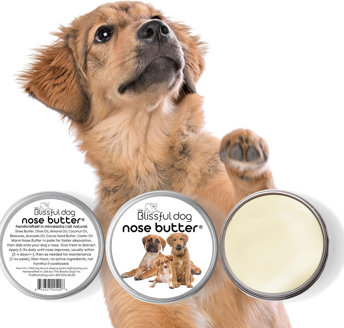The Blissful Dog Mixed Breed Nose Butter, Versatile Dog Nose Balm for Dry Nose, Handcrafted Nose
