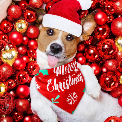 Abbylike 50 Pcs Christmas Dog Bandanas Bulk Xmas Bandanas for Dogs Triangle Kerchief Bibs Scarf Set