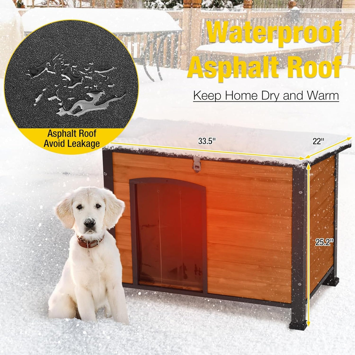 Aivituvin Dog House Outdoor Heated Dog Kennel with Insulated Liner & Heater for Winter Strong Iron