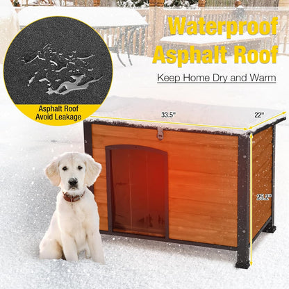 Aivituvin Dog House Outdoor Heated Dog Kennel with Insulated Liner & Heater for Winter Strong Iron