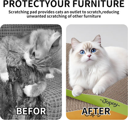 Cat Scratching Board, Corrugate Cat Scratcher for Indoor Cats with Catnip, Cat Scratch Pad with