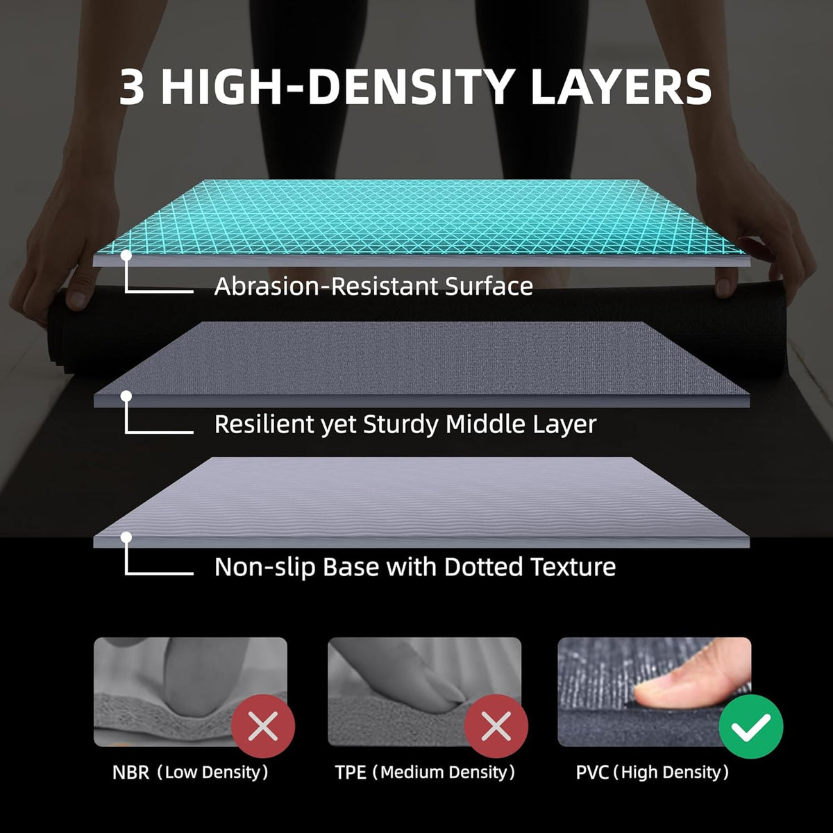 Large Exercise Mat for Home Workout,12‘x6’/10'x6'/9'x6'/8'x6'/7'x5'/6'x4' (7mm) Extra Thick Workout