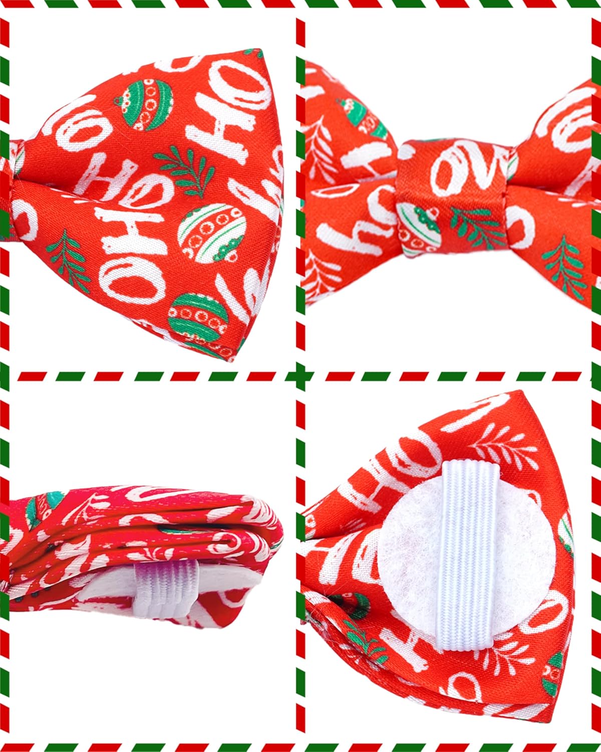 PET SHOW 10 Pack Holiday Small Dog Bow Ties Sliding Collar Attachments Puppy Cats Festival Patterns