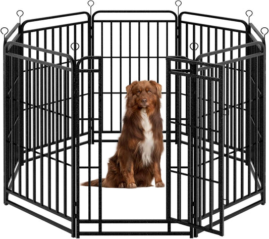 Dog Playpen Outdoor 8 Panels Heavy Duty Dog Fence 47" Height with Thick Pipe Anti-Rust with Doors