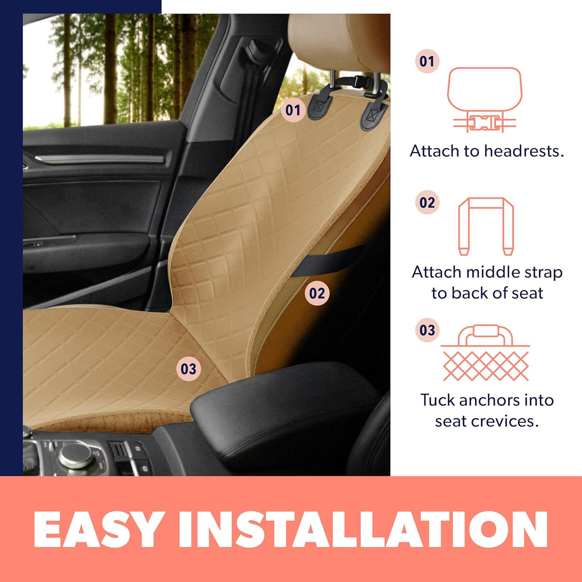 Active Pets Dog Car Seat Cover, Waterproof Front Seat Protector for SUV Truck Sedan, Pet Safety