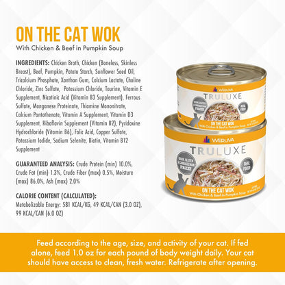 Weruva Truluxe Cat Food, On The Cat Wok with Chicken Breast & Beef in Pumpkin Soup, 3Oz Can (Pack