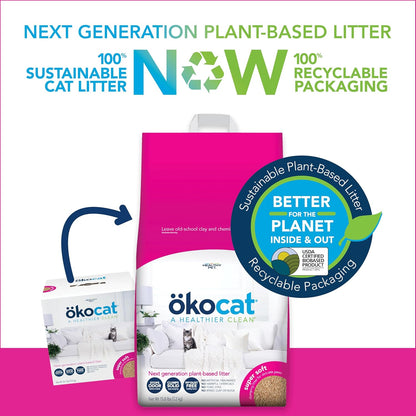 ökocat Super Soft Wood Clumping Cat Litter, Unscented, 15.8 pounds - Natural Ingredients, Stops
