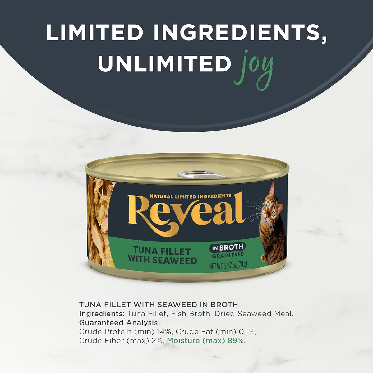 Reveal Natural Wet Cat Food, 24 Count, Grain Free, Limited Ingredient Canned Food for Cats, Tuna