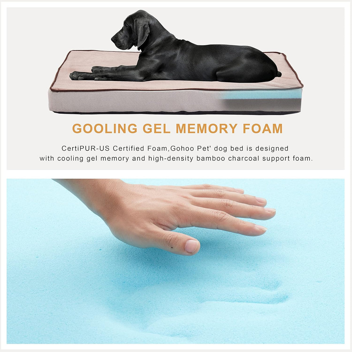 Orthopedic Memory Foam Dog Bed, Cooling Dog Beds for Medium/Large Dogs -Waterproof Pet Bed for