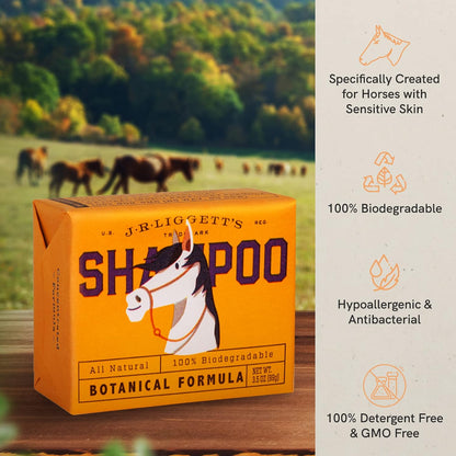 JR Liggett’s Botanical Horse Shampoo Bar for Sensitive Skin - 100% Detergent Free, Non-GMO &