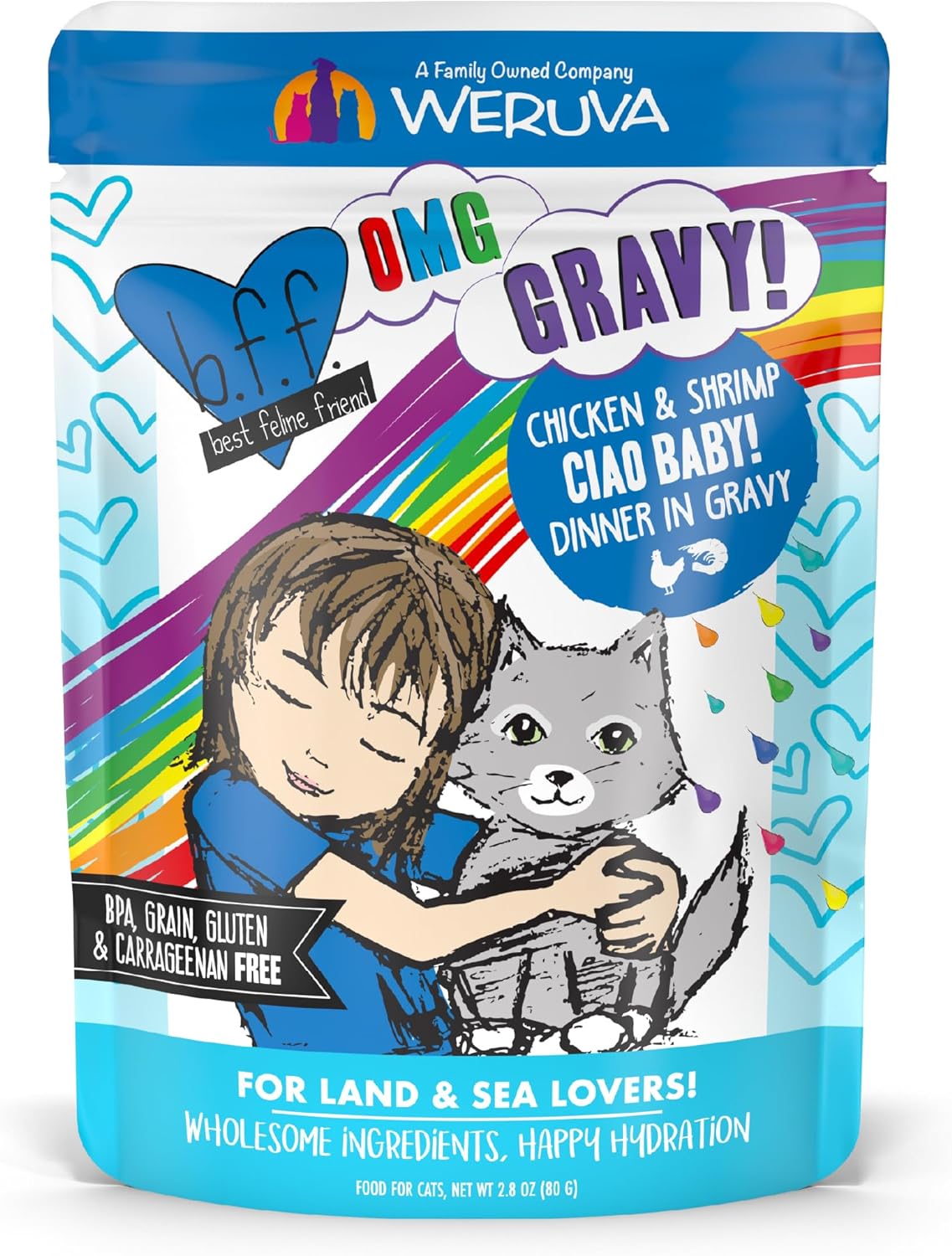 Weruva B.F.F. OMG - Best Feline Friend Oh My Gravy!, Ciao Baby! with Chicken & Shrimp in Gravy Cat