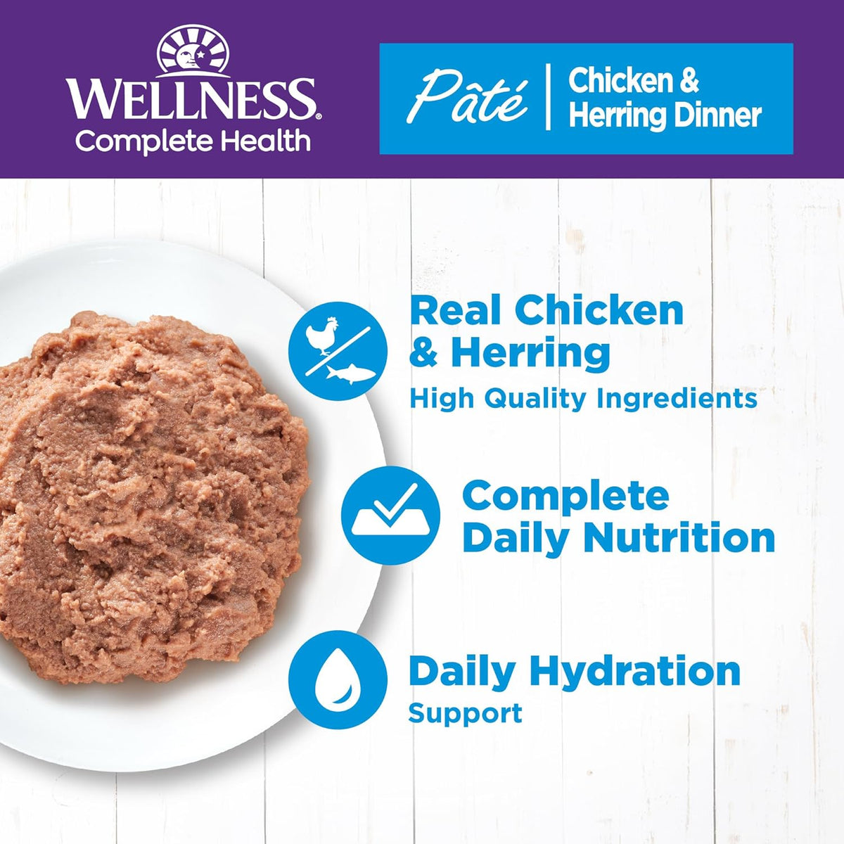 Wellness Complete Health Pate Adult Wet Cat Food, Natural, Protein-Rich, Grain Free, 5.5 Ounce, 24