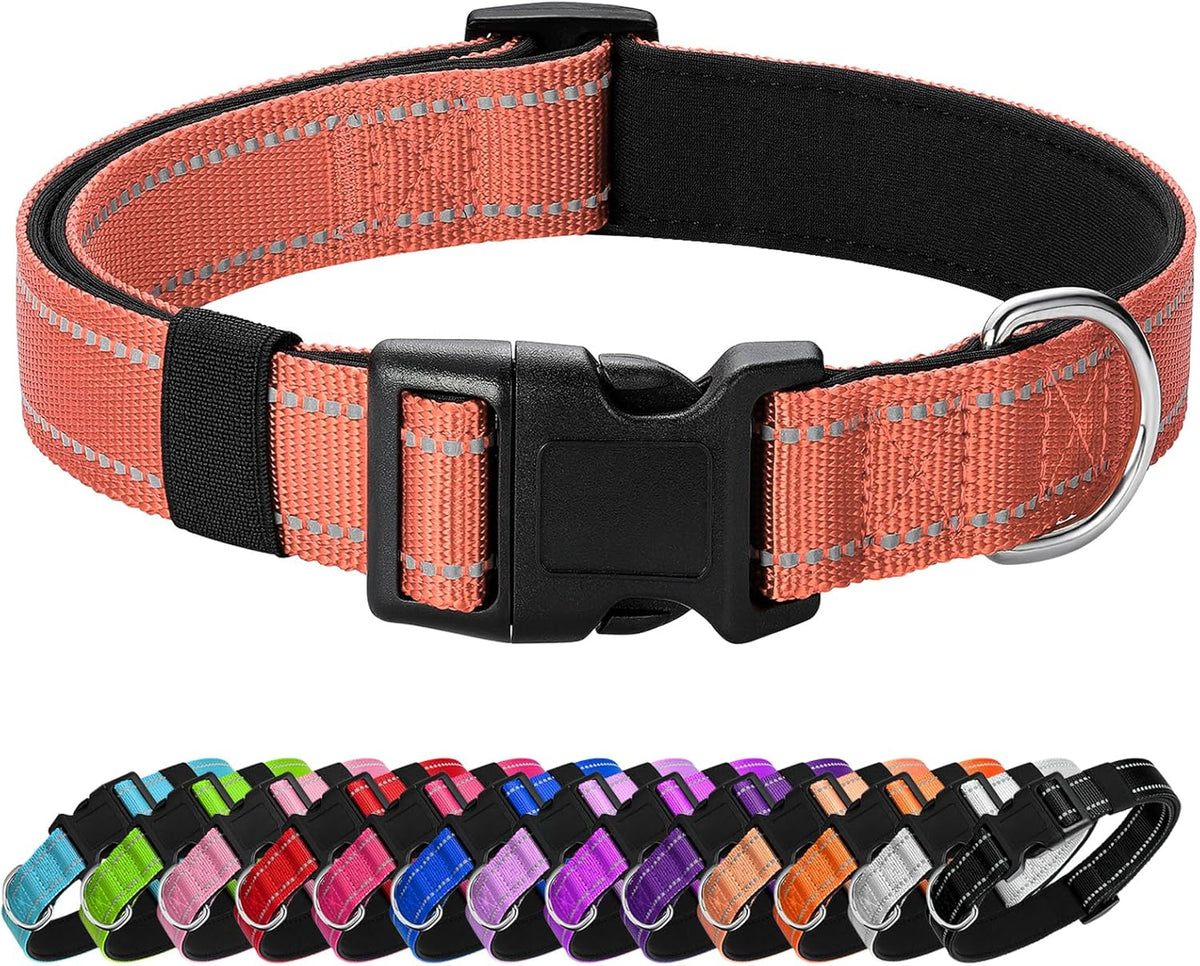Reflective Dog Collar Padded with Soft Neoprene Breathable Quick Release Basic Dog Collars for