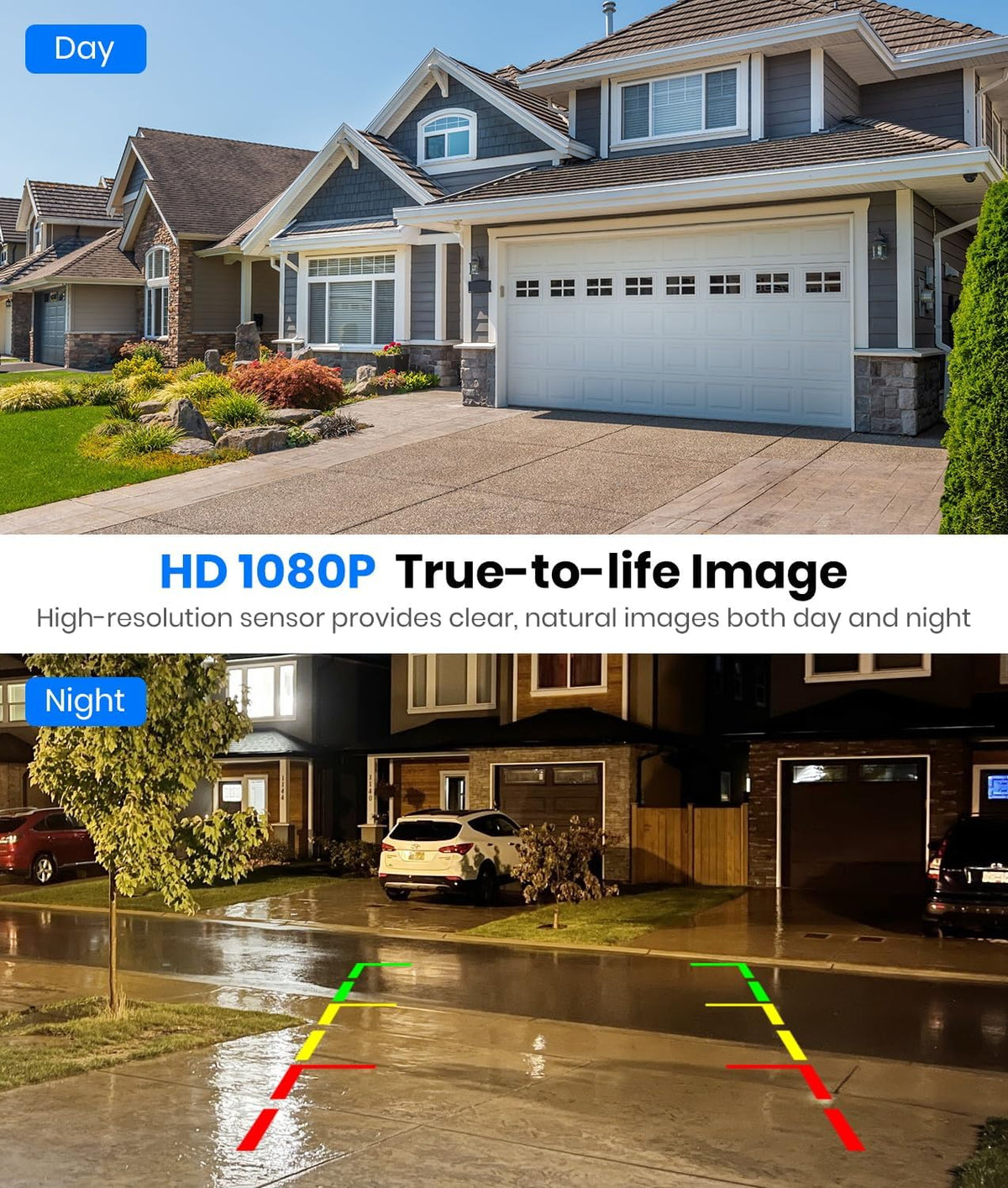 AUTO-VOX Solar Wireless Backup Camera with 5" 1080P Monitor: 5000mAh Battery 2 Mins DIY