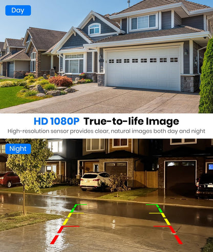 AUTO-VOX Solar Wireless Backup Camera with 5" 1080P Monitor: 5000mAh Battery 2 Mins DIY