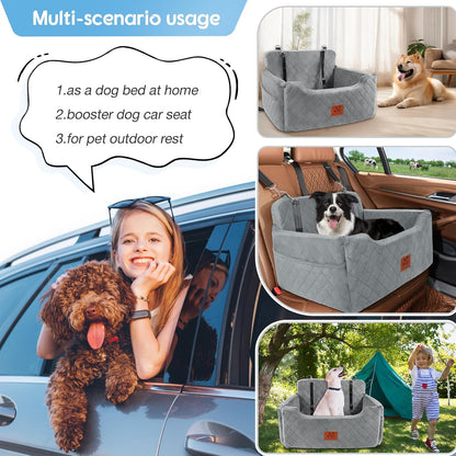 Dog Car Seat for Medium/Large Dogs, Dog Booster Seat for Pet Under 50lbs or 2 Small, Detachable and