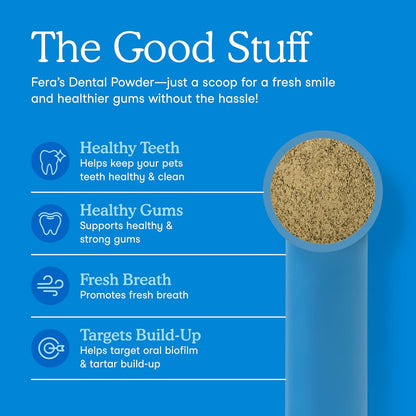 Fera Pets Cat & Dog Dental Support Powder - Supports Fresh Breath - Promotes Healthy Teeth and Gums