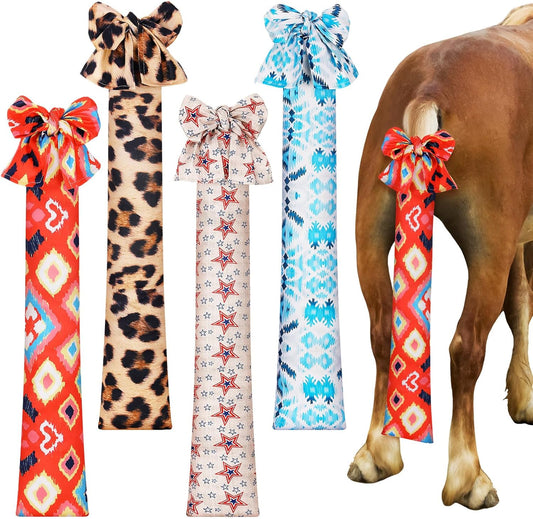 4 Pcs Horse Tail Bag Stretchy 22" Breathable with 2 Strands to Keep Clean and Protected Grooming