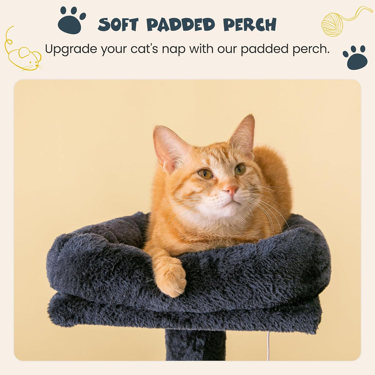 MWPO 63.8 inches Multi-Level Cat Tree for Large Cats with Sisal-Covered Scratching Posts, Padded