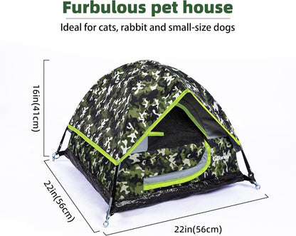 GDanes Camouflage Cat Tent, Portable Pet Cat House with Soft Pad, Cat Cave, Dog House for Small
