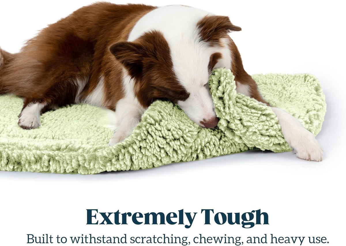 Stoutwool Indestructible Dog Bed - Fluffy Chew Proof Dog Crate Pad - Tough Kennel Pad for