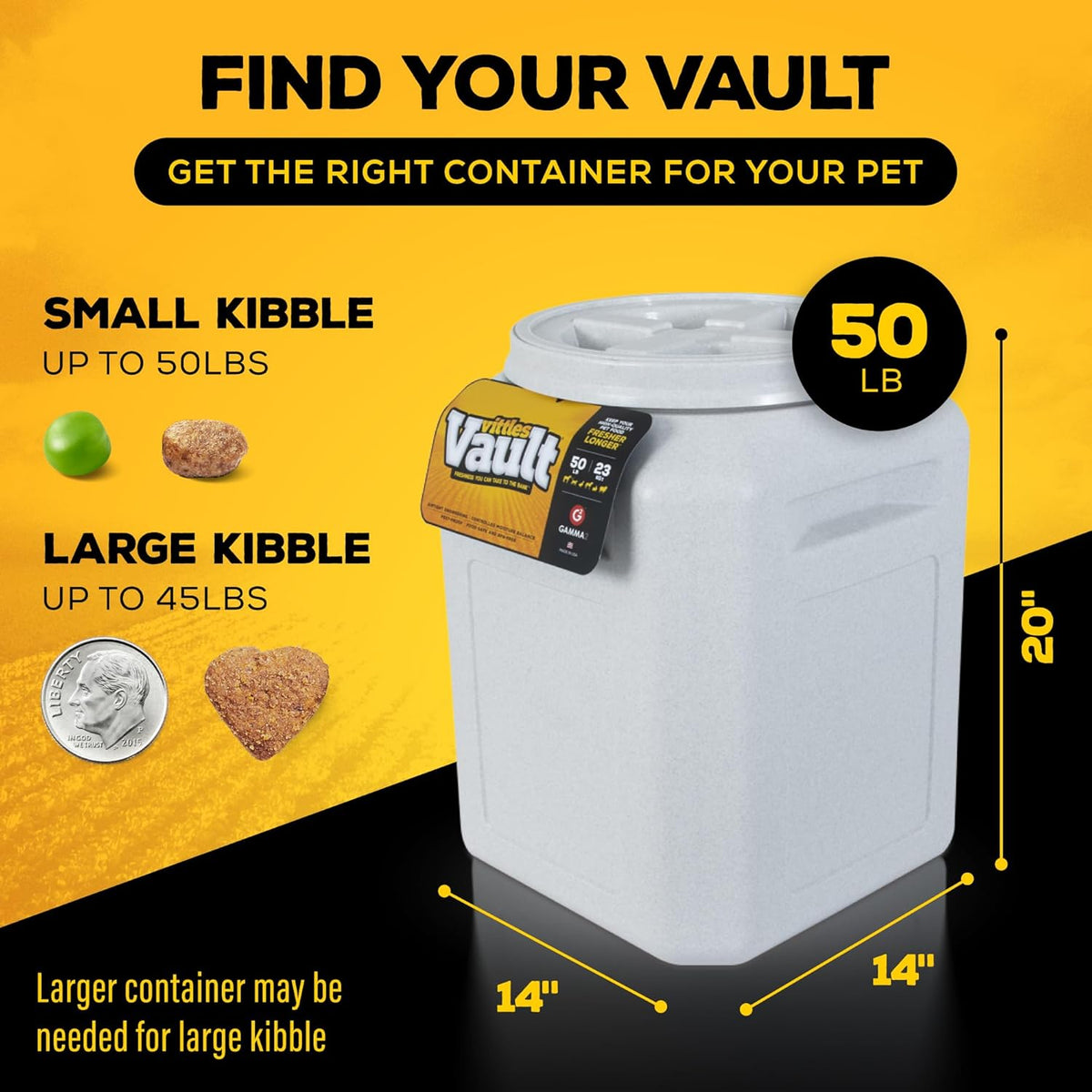 Gamma2 Vittles Vault Pet Food Storage Containers - Sealed Dog and Cat Food Storage Container, Fits