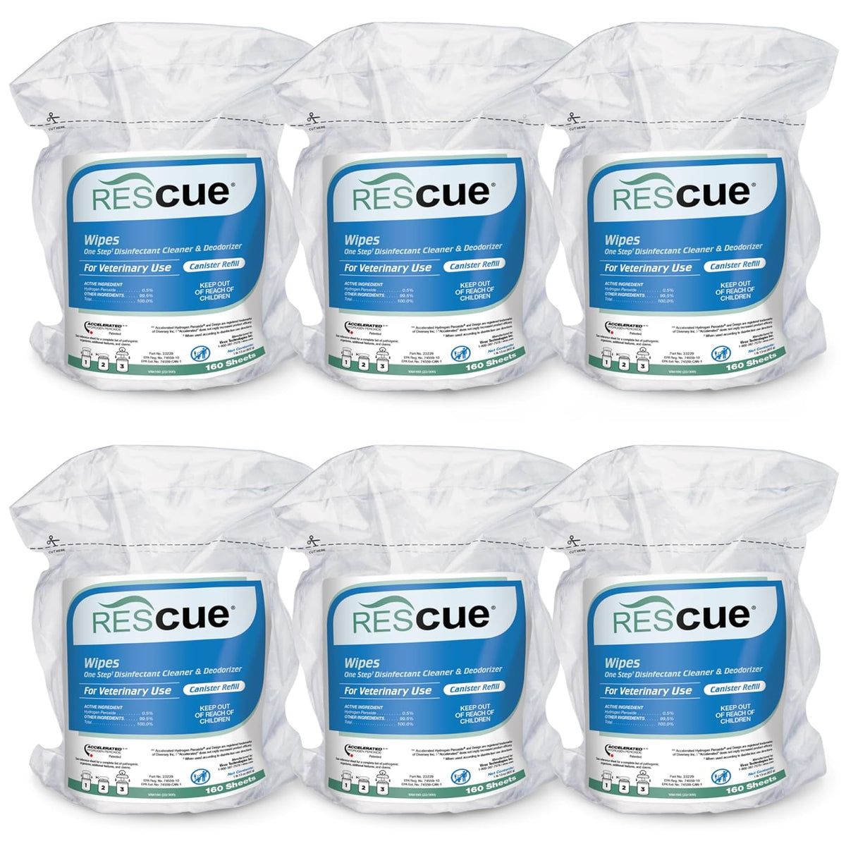 REScue One-Step Disinfectant Cleaner & Deodorizer Wipes for Vet Use – Cleaner for Kennels, Litter