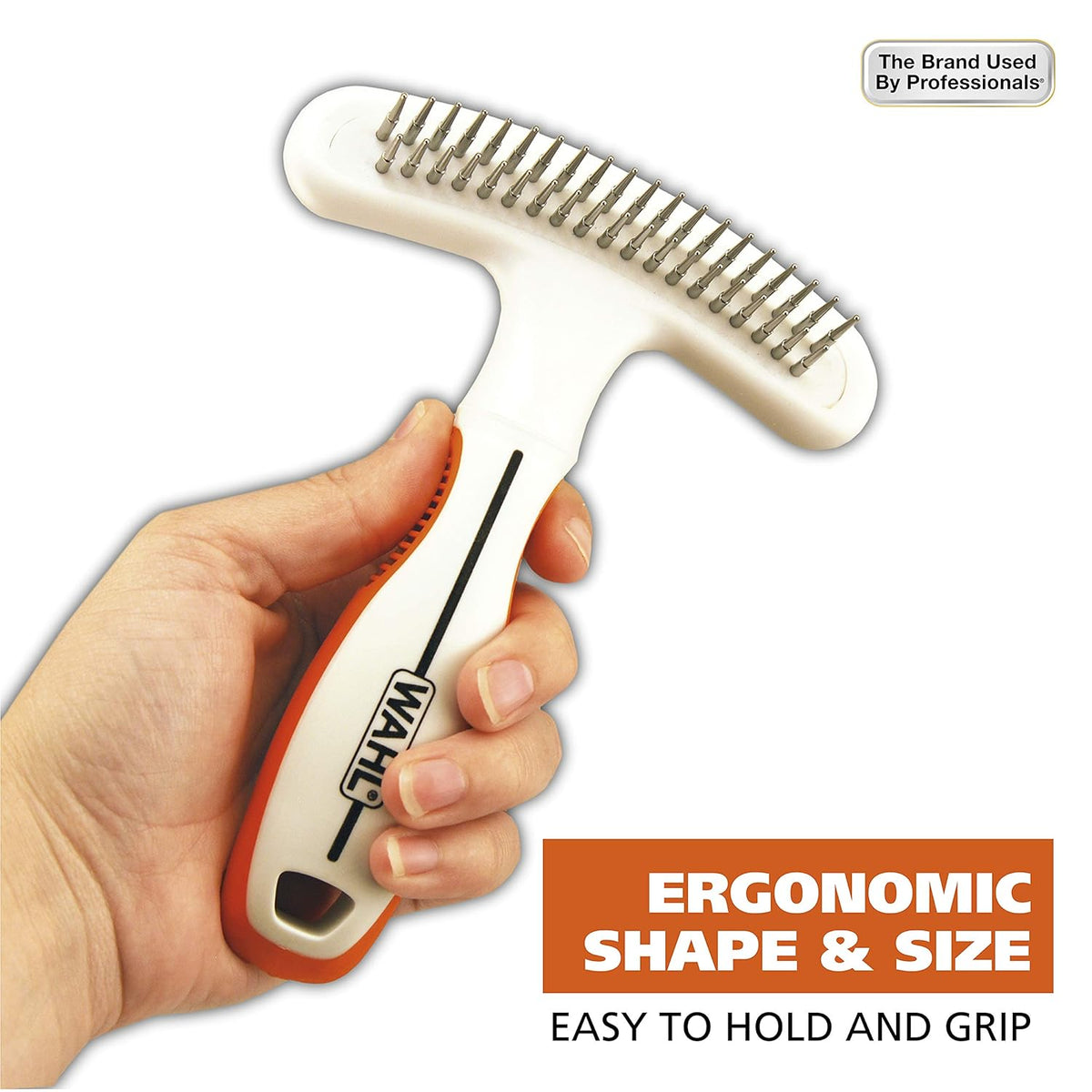 Wahl 2-in-1 Combination Double Row Pet Rake with Hair Shedding Blade for Dog or Cat Fur by The