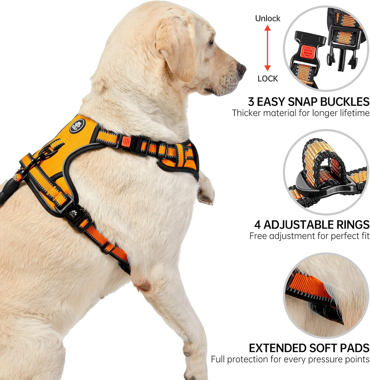 NESTROAD No Pull Dog Harness,Adjustable Oxford Dog Vest Harness with Leash,Reflective No-Choke Pet