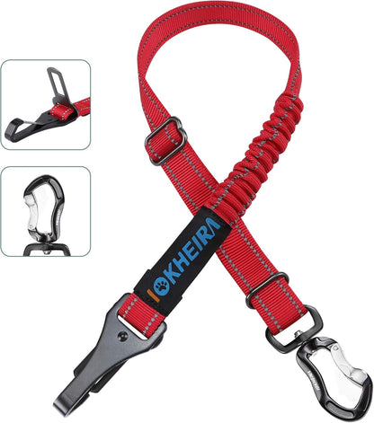 IOKHEIRA Dog Seatbelt, Updated Dog Seat Belt, Reflective Bungee Dog Car Harness, Multifunctional