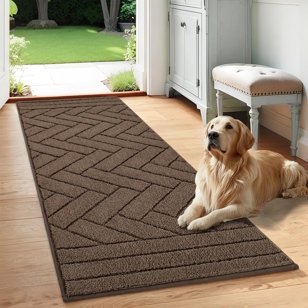 Tindbea Dog Mat for Muddy Paws,Absorbs Moisture Dirt Non-Slip Washable Mud Mat for Dogs,Soft Rubber