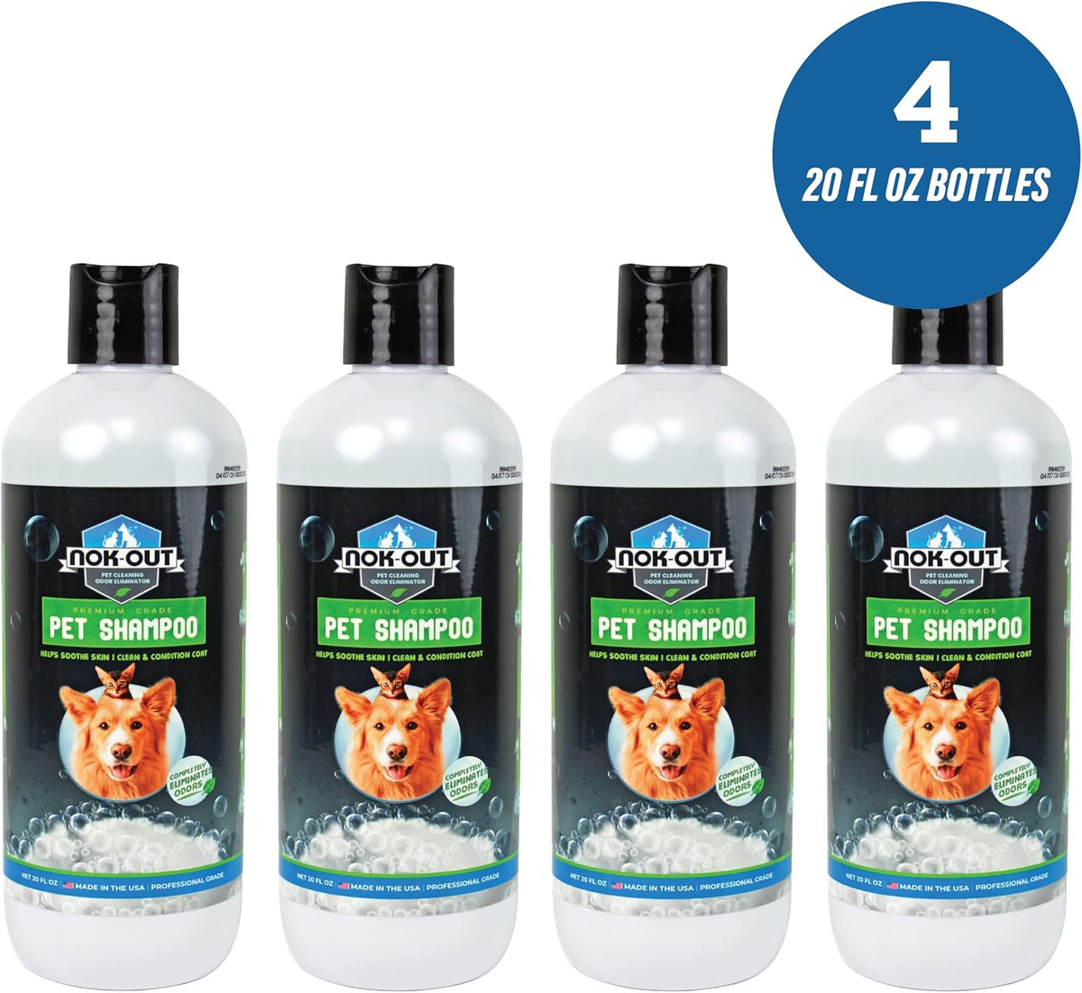 NOK OUT Premium Grade Pet Shampoo for Dogs and Cats, Veterinary Strength and Odor Eliminator