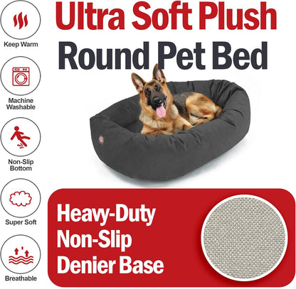 Majestic Pet 52 Inch Suede Calming Dog Bed Washable 52x35x11 (Inch) – Cozy Soft Round Donut Dog Bed