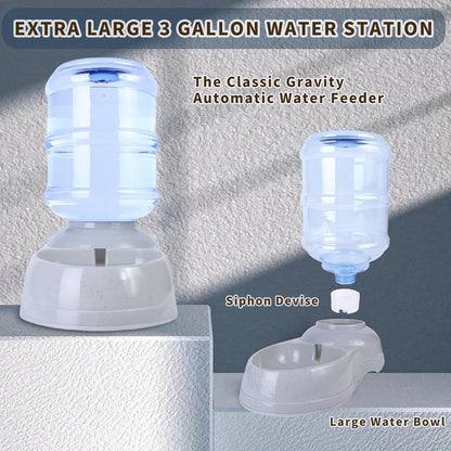 Large Dog Water Bowl Dispenser,3 Gallon/11L Gravity Automatic Pet Water Dispenser,Gravity Water